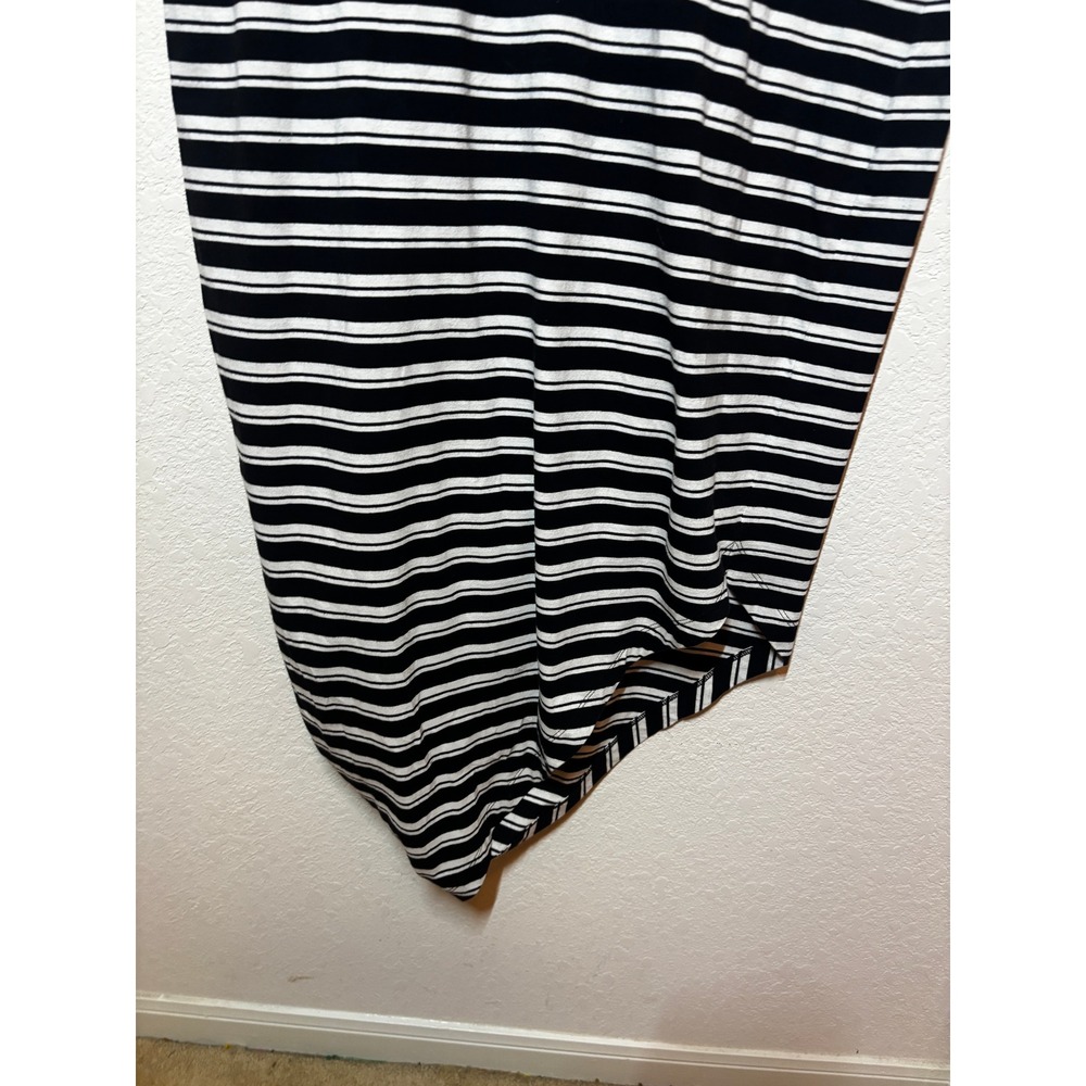 Universal Standard Black White Striped Pima Cotton Asymmetrical Dress XS US1002S - Picture 2 of 7